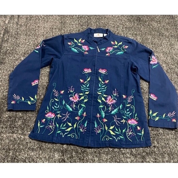 Quacker Factory Size Small Embroidered Full-Zip Jacket - Picture 1 of 8